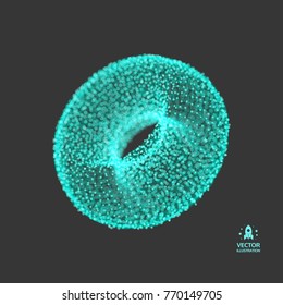 Torus. Molecular lattice. Connection structure. 3d Vector Illustration.