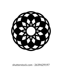 Torus. Outlined stroke vector icon with black-filled details.