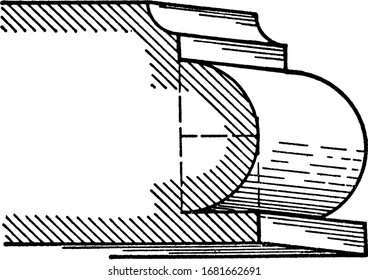 Torus, A roman moulding,  composed of a semicircle and a fillet, mouldings used in the base of a Doric Column, vintage line drawing or engraving illustration.
