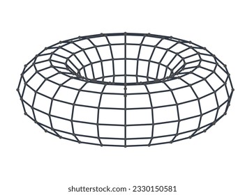 Torus tech chain link. Geometric background big data.