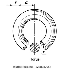 Torus vector illustration isolated on white background. Geometric figure. Mathematics. Science. Education