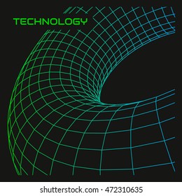 Torus wireframe illustration. Technology abstract background. Vector