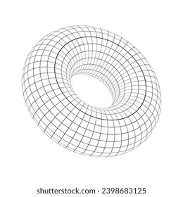 Torus wireframe vector. Abstract geometric shape with torus