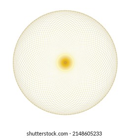 Torus Yantra, Gold Hypnotic Eye sacred geometry isolated on white background.