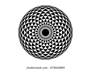 Torus Yantra, Hypnotic Eye sacred geometry basic element. Logo Circular mathematical ornament. A circular pattern from the crossed circles, vector isolated on white background 