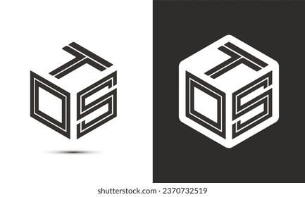 TOS letter logo design with illustrator cube logo, vector logo modern alphabet font overlap style. Premium Business logo icon. White color on black background