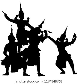 Tos Sa Kan and Pharam are fighting together with two great kingdoms of all times. KHON THAI dancing performers of Thailand. Concept fighting for love.