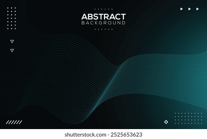 Tosca and black gradient abstract background element design with line and dots decoration background vector