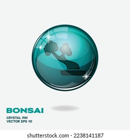 Tosca blue glossy button with bonsai element