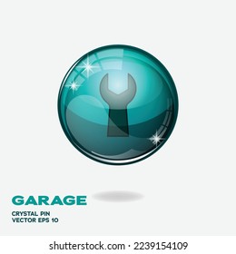 Tosca blue glossy button with garage logo element