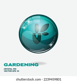 Botón brillante azul de Tosca con elemento logo de jardinería