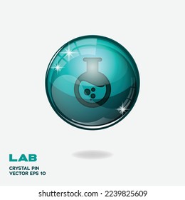 Botón brillante azul Tosca con elemento logo de laboratorio