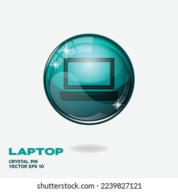 Tosca blue glossy button with laptop logo element