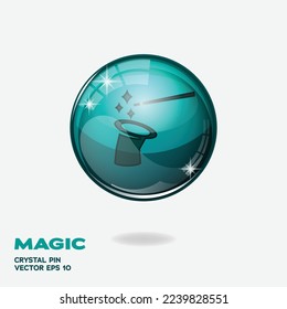 Tosca blauer Glossy-Button mit magischem Logo-Element