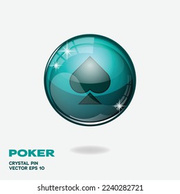 Tosca blue glossy button with poker logo element