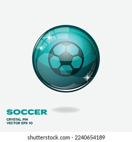 Tosca blue glossy button with soccer logo element