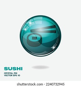Botón brillante azul de Tosca con elemento logo de sushi