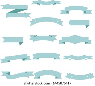 Tosca Blue Ribbon Set InIsolated White Background, Vector Illustration