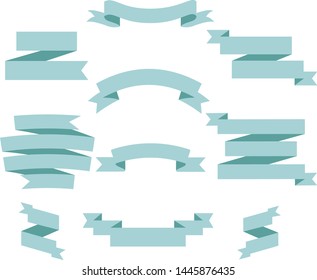 Tosca Blue Ribbon Set InIsolated White Background, Vector Illustration