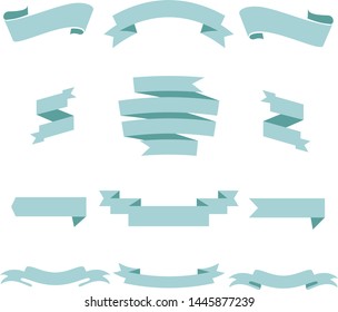 Tosca Blue Ribbon Set InIsolated White Background, Vector Illustration
