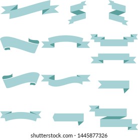Tosca Blue Ribbon Set InIsolated White Background, Vector Illustration
