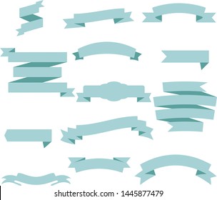 Tosca Blue Ribbon Set InIsolated White Background, Vector Illustration