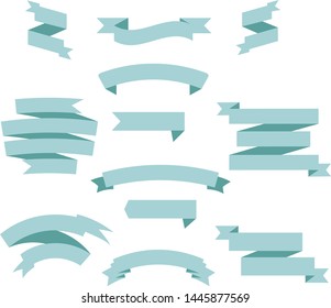 Tosca Blue Ribbon Set InIsolated White Background, Vector Illustration