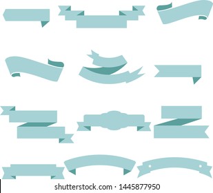 Tosca Blue Ribbon Set InIsolated White Background, Vector Illustration