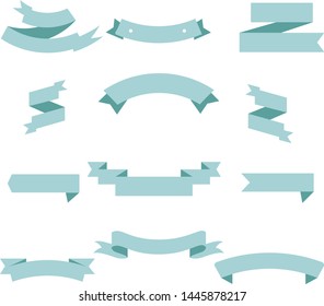 Tosca Blue Ribbon Set InIsolated White Background, Vector Illustration