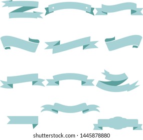 Tosca Blue Ribbon Set InIsolated White Background, Vector Illustration