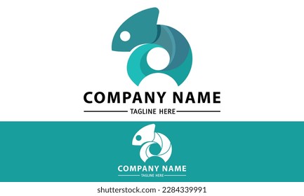 Tosca Color Chameleon Circle with Negative Space Avatar Logo Design