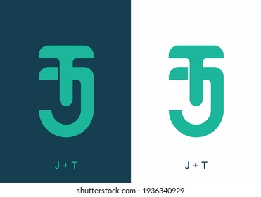 Tosca color of JT initial letter design