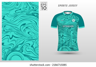 Tosca Green t-shirt sport design template with abstract liquid pattern for soccer jersey. Sport uniform in front view. Tshirt mock up for sport club. Vector Illustration.