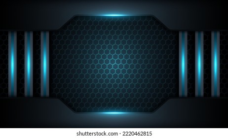 Tosca neon light beehive background. Honeycomb, bees hive cells pattern.