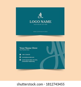 Tosca pastel Business card, flat design simple minimalist, pastel color business card, eps file, editable, and for print.