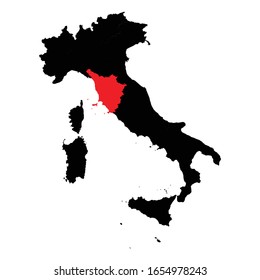 Toscana Province highlighted on Italy map Vector EPS 10