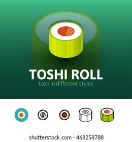 Toshi roll color icon, vector symbol in flat, outline and isometric style isolated on blur background