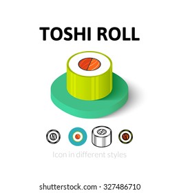 Toshi roll icon, vector symbol in flat, outline and isometric style