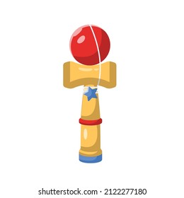 Toss and Catch Wooden Ball Flat Illustration. Kendama Clean Icon Design Element on Isolated White Background
