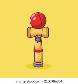Toss and Catch Wooden Hammer Ball Vector Icon Illustration. Toy. Children's Play Thing. Flat Cartoon Style Suitable for Web Landing Page, Banner, Flyer, Sticker, Card, Background, T-Shirt