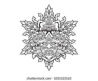 Tossakan king of Giant  Thai traditional style. Thai ancient.vector illustration for Travel in Thailand During Summer.poster, greeting card, party invitation, banner other users