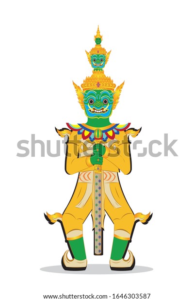 Tossakan Thotsakan Ravana Mask Crown Head Stock Vector (Royalty Free ...