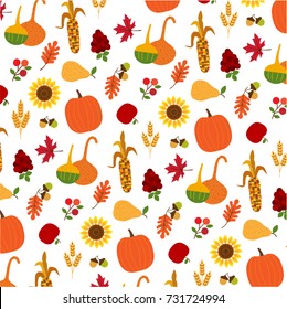 tossed autumn nature pattern on white
