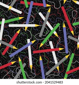 tossed pencil scribble 4 ways vector repeat seamless pattern