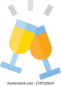 Tossing Glass - Cheers with Glass - Flat Vector