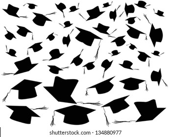 Tossing graduation caps background