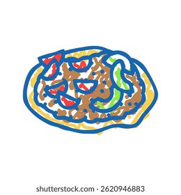 tostadas mexican cuisine doodle icon sketch vector. tostadas mexican cuisine sign. isolated symbol illustration