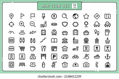Total 70 icons for maps