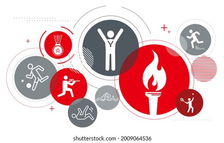 Total athlete image icon,red and gray,white isolated,vector