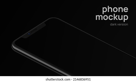 Total Black Advertisement Banner with Editable Smartphone Screen. Dark Mockup. Vector illustration